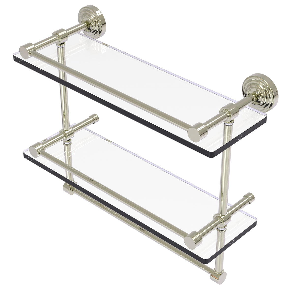 Waverly Place Collection Gallery Rail Double Glass Shelf with Towel Bar