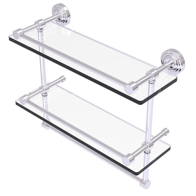 Waverly Place Collection Gallery Rail Double Glass Shelf with Towel Bar