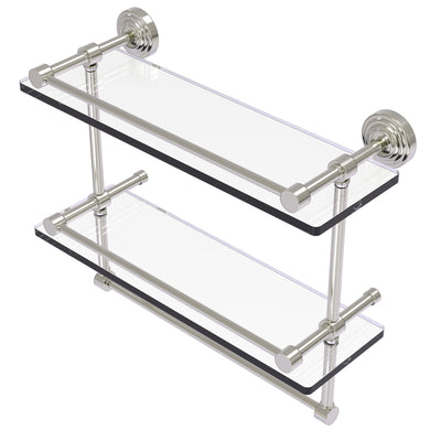 Waverly Place Collection Gallery Rail Double Glass Shelf with Towel Bar
