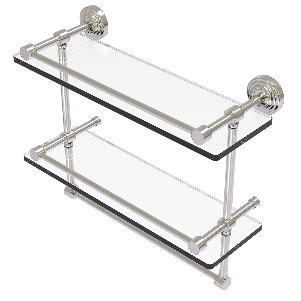 Waverly Place Collection Gallery Rail Double Glass Shelf with Towel Bar