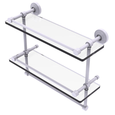 Waverly Place Collection Gallery Rail Double Glass Shelf with Towel Bar