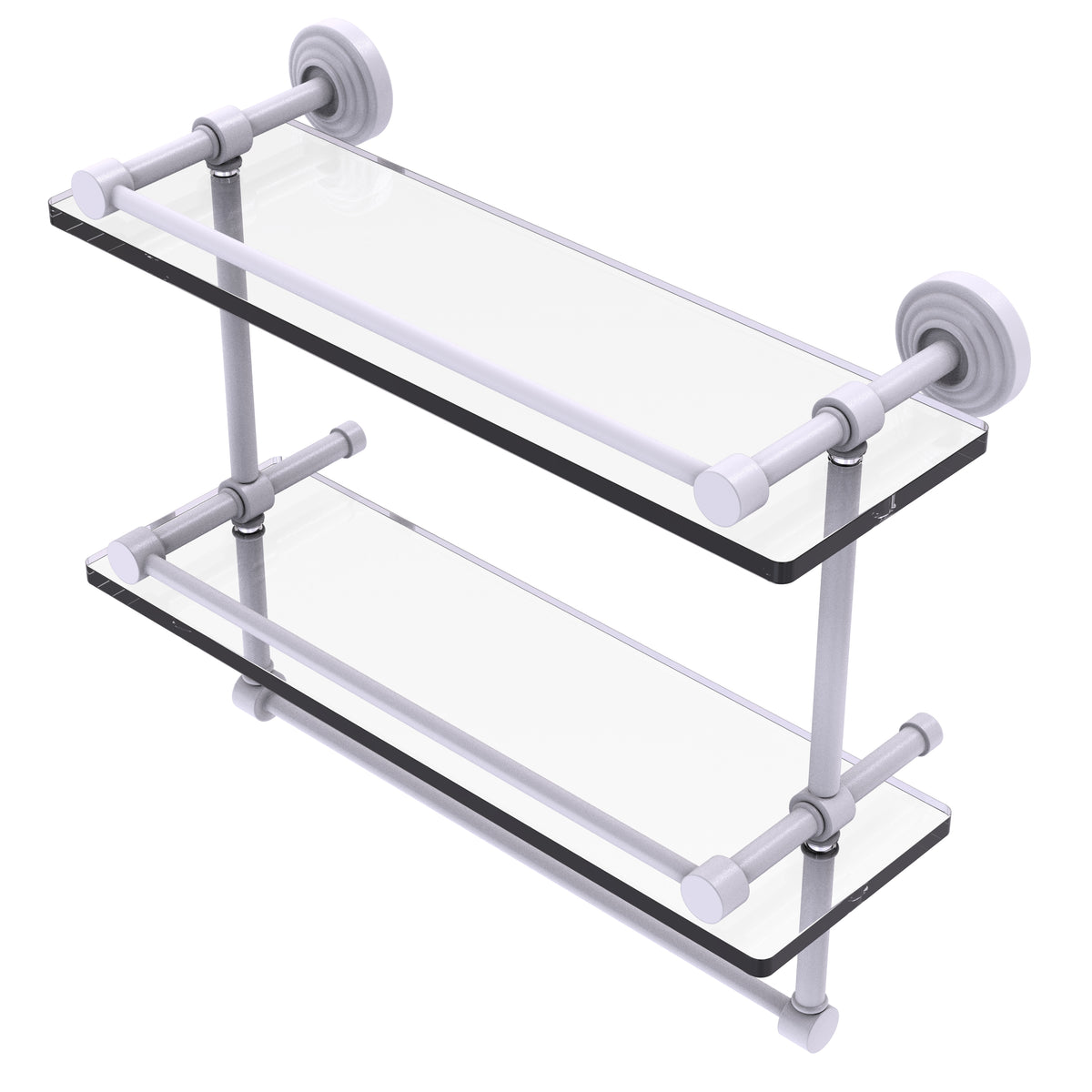 Waverly Place Collection Gallery Rail Double Glass Shelf with Towel Bar