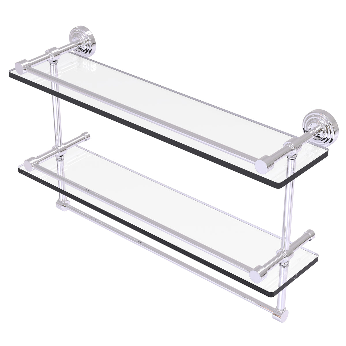 Waverly Place Collection Gallery Rail Double Glass Shelf with Towel Bar