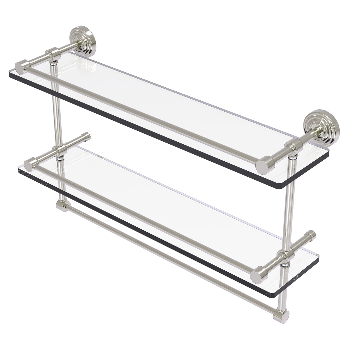 Waverly Place Collection Gallery Rail Double Glass Shelf with Towel Bar
