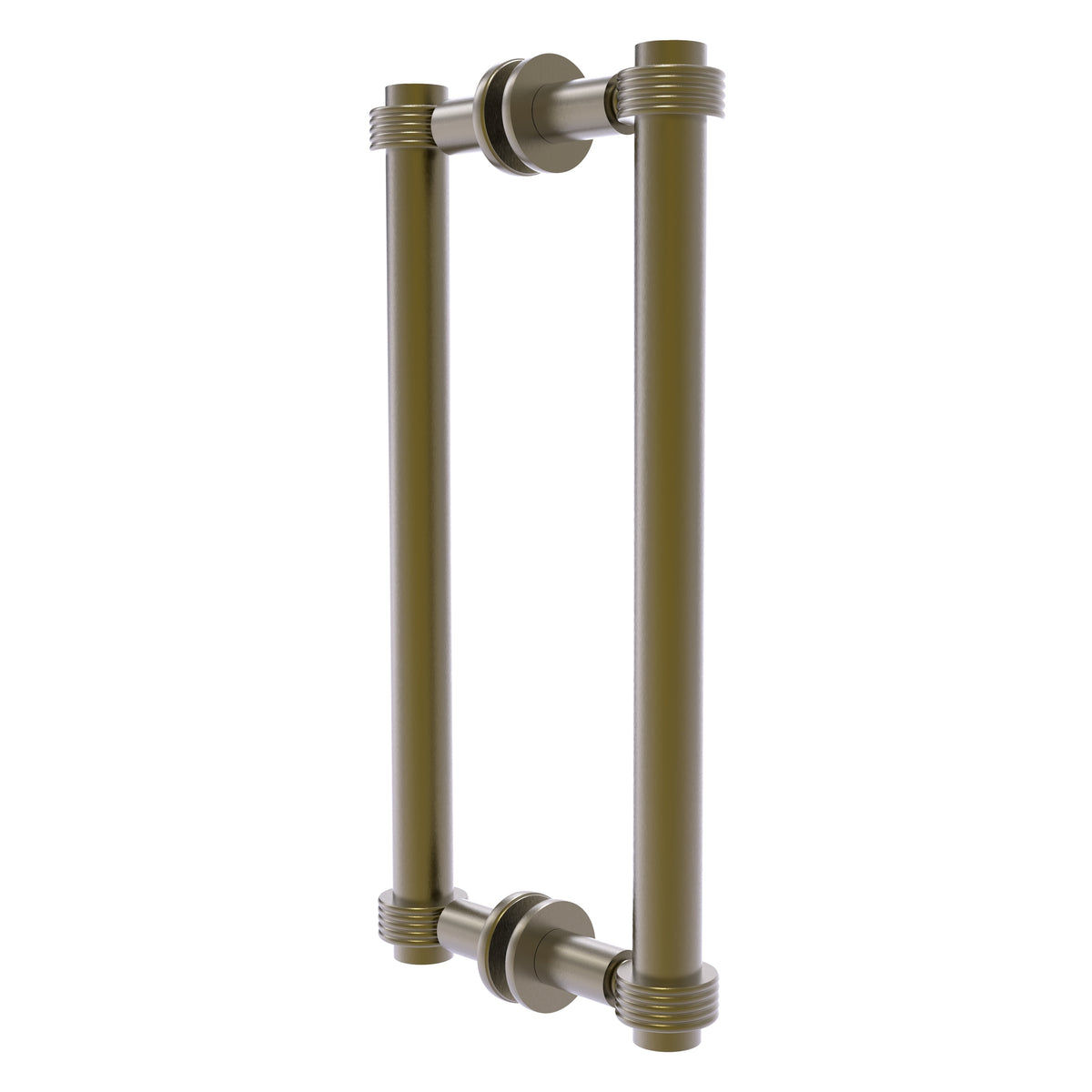Contemporary Back to Back Shower Door Pull with Grooved Accents