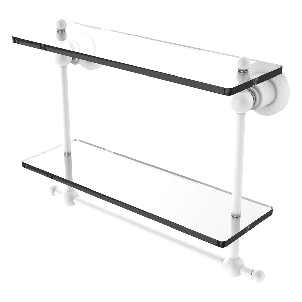 Astor Place Collection Two Tiered Glass Shelf with Integrated Towel Bar
