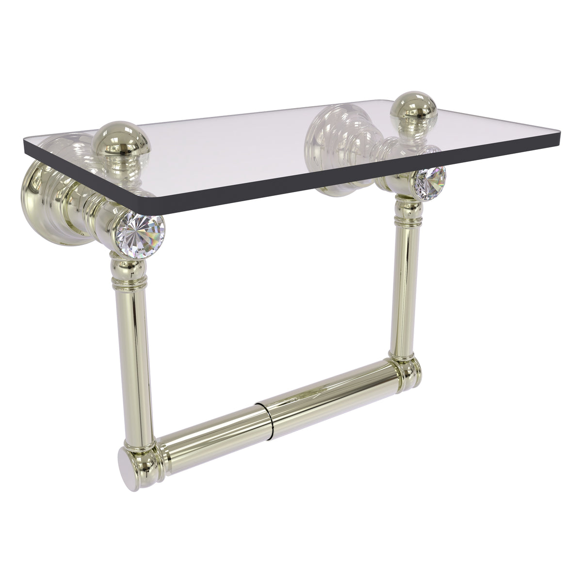 Carolina Crystal 2 Post Toilet Paper Holder with Glass Shelf