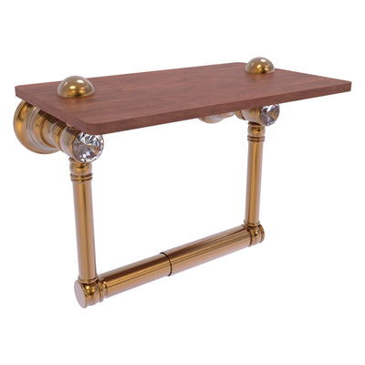 Carolina Crystal Two Post Toilet Paper Holder with Wood Shelf