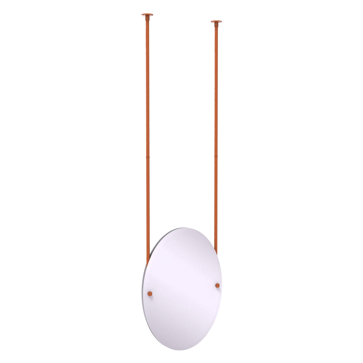Frameless Oval Ceiling Hung Mirror with Beveled Edge