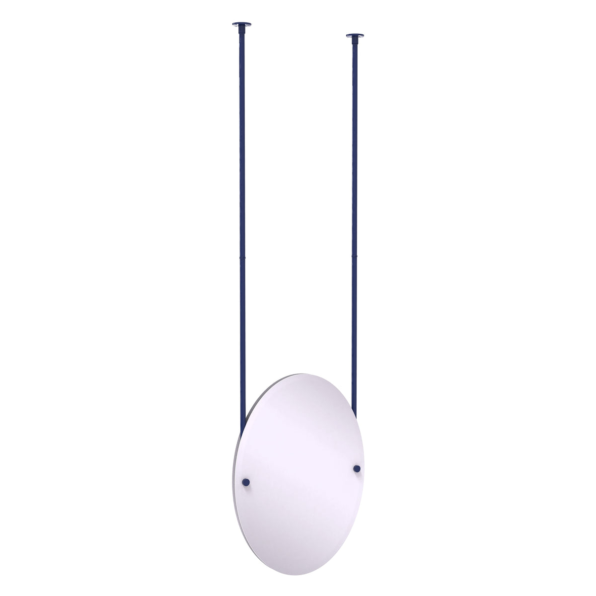 Frameless Oval Ceiling Hung Mirror with Beveled Edge