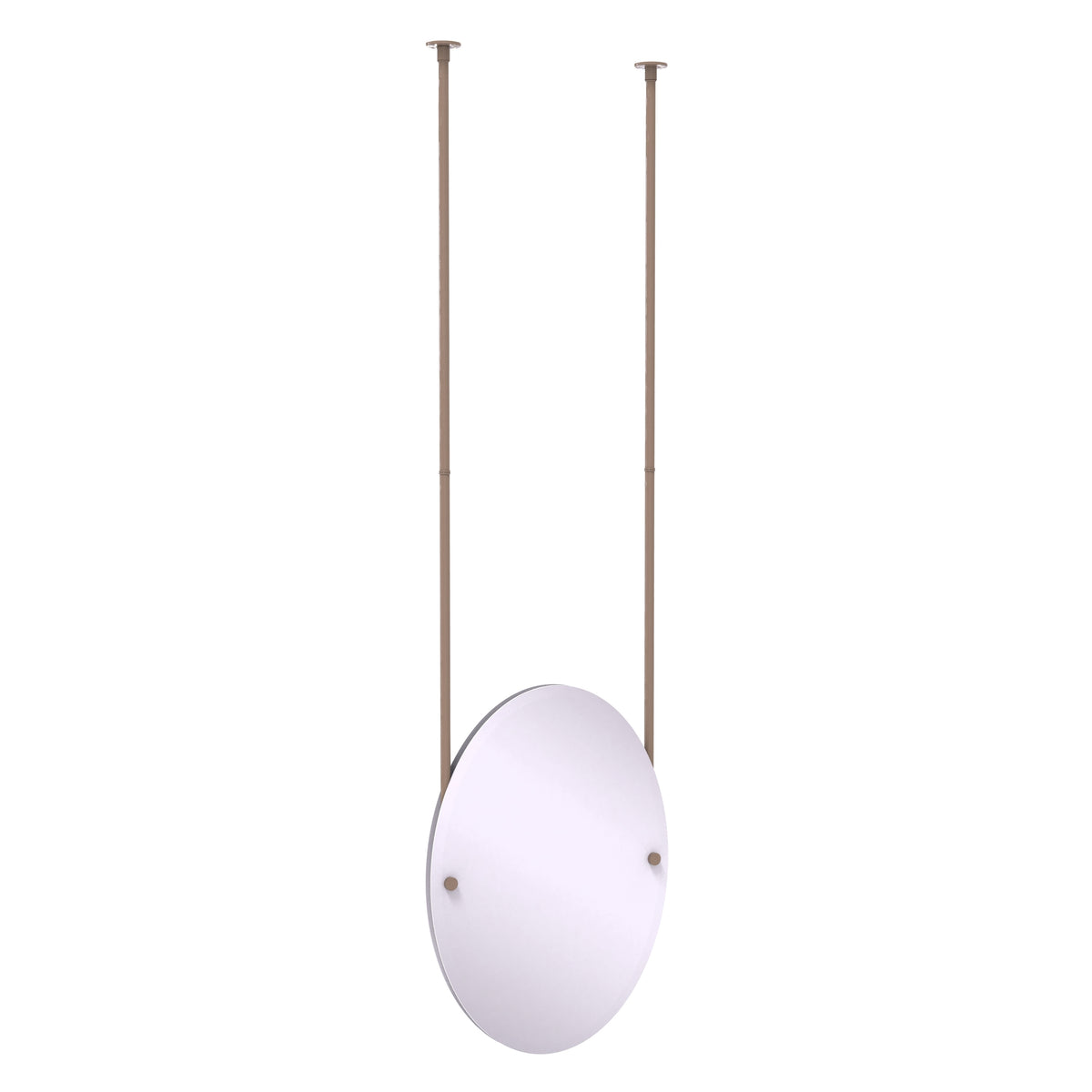 Frameless Oval Ceiling Hung Mirror with Beveled Edge