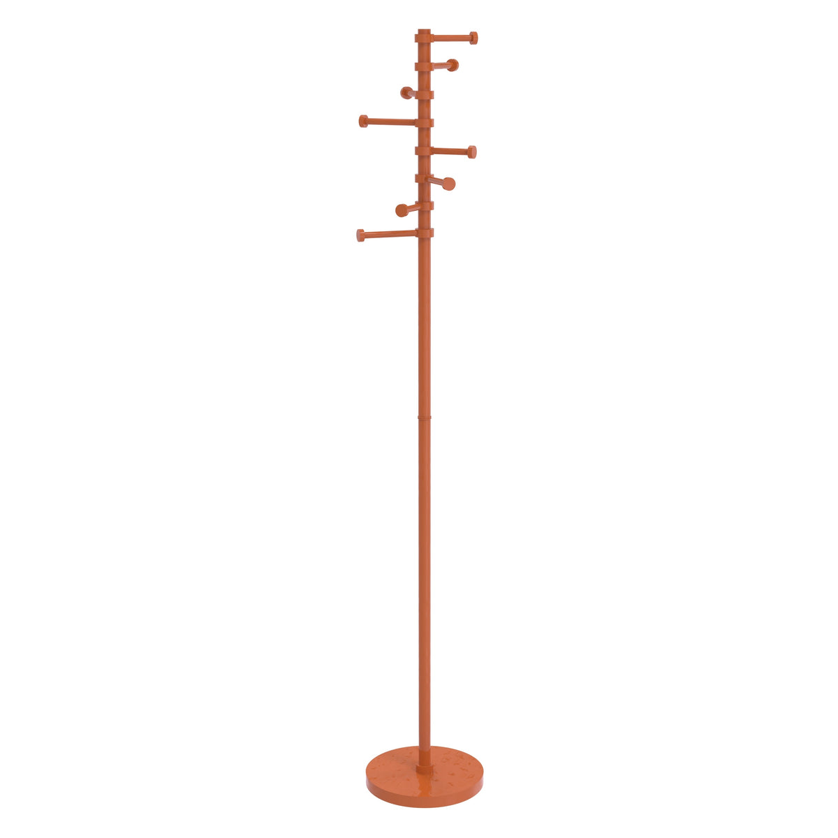 Freestanding Coat Rack Stand, 60-Inch Height, Solid Brass, Weighted Base, Eight Pivoting Pegs