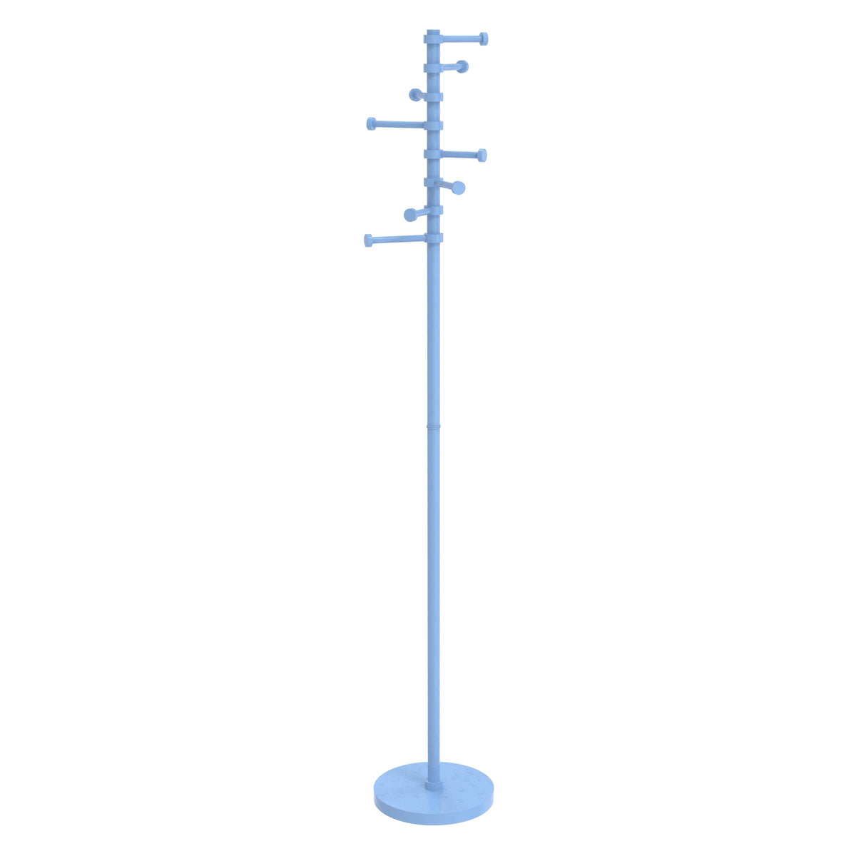 Freestanding Coat Rack Stand, 60-Inch Height, Solid Brass, Weighted Base, Eight Pivoting Pegs