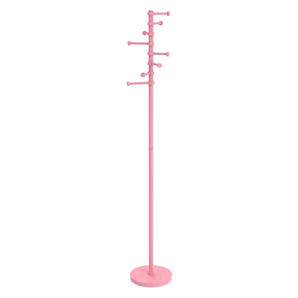 Freestanding Coat Rack Stand, 60-Inch Height, Solid Brass, Weighted Base, Eight Pivoting Pegs