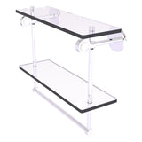 Clearview Collection Double Glass Vanity Shelf  with Integrated Towel Bar with Dotted Accents