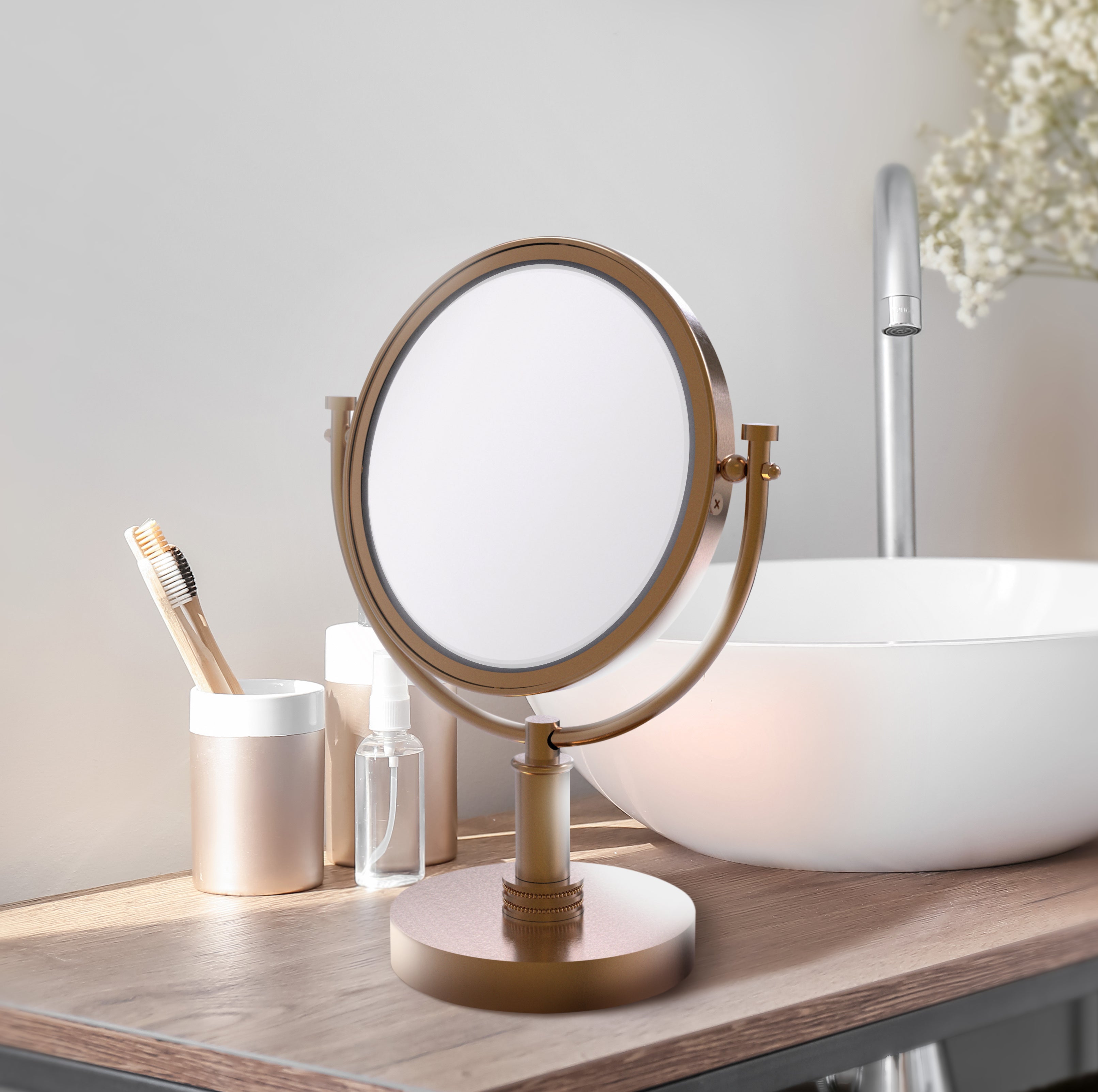 8 Inch Vanity Top Make-Up Mirror with Dotted Accents