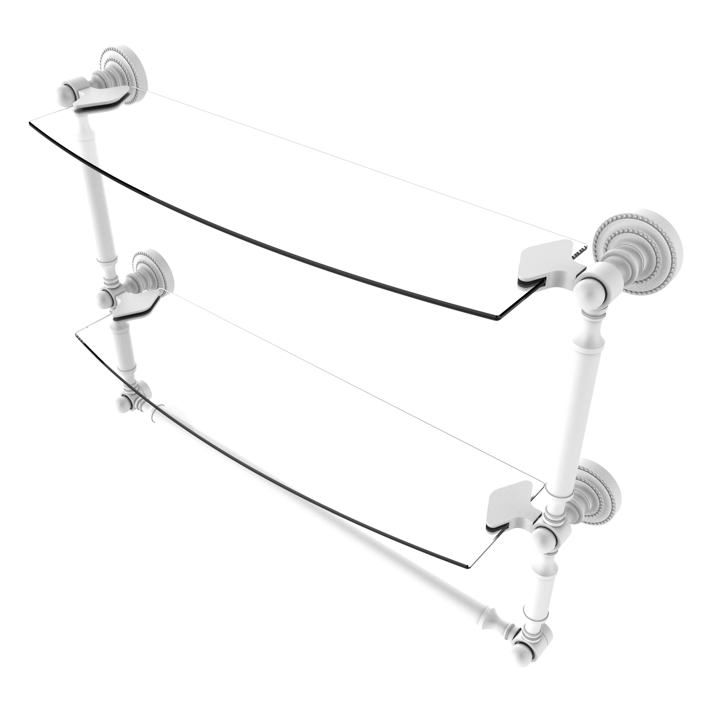 Dottingham Collection Two Tiered Glass Shelf with Integrated Towel Bar