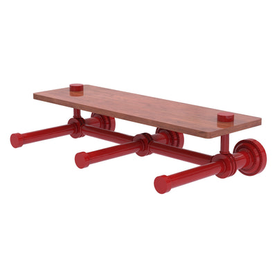 Dottingham Collection Horizontal Reserve 3 Roll Toilet Paper Holder with Wood Shelf