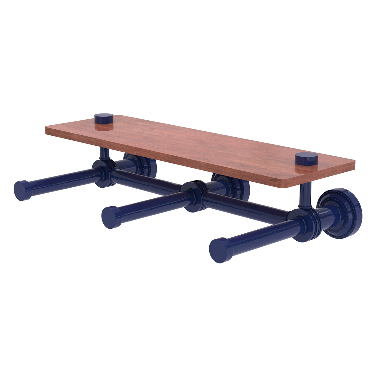 Dottingham Collection Horizontal Reserve 3 Roll Toilet Paper Holder with Wood Shelf