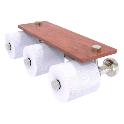 Dottingham Collection Horizontal Reserve 3 Roll Toilet Paper Holder with Wood Shelf
