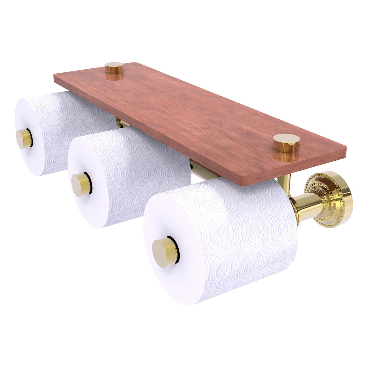 Dottingham Collection Horizontal Reserve 3 Roll Toilet Paper Holder with Wood Shelf