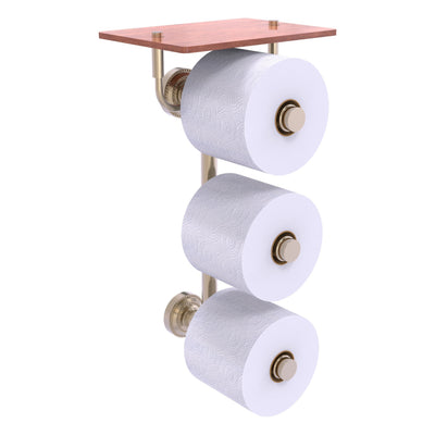 Dottingham Collection 3 Roll Toilet Paper Holder with Wood Shelf