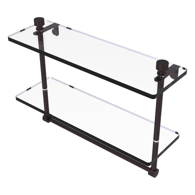 Foxtrot Collection Two Tiered Glass Shelf with Integrated Towel Bar
