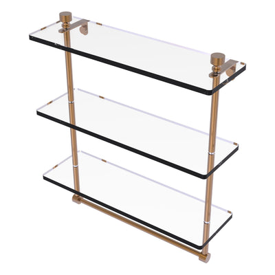 Foxtrot Collection Triple Tiered Glass Shelf with Integrated Towel Bar