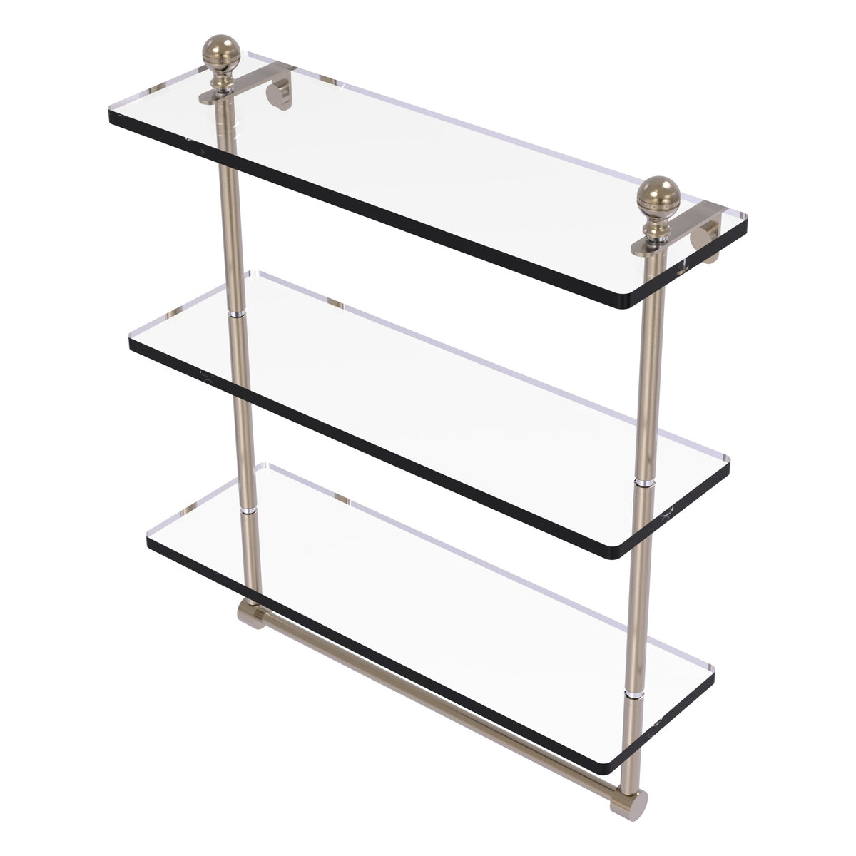 Mambo Collection Triple Tiered Glass Shelf with Integrated Towel Bar
