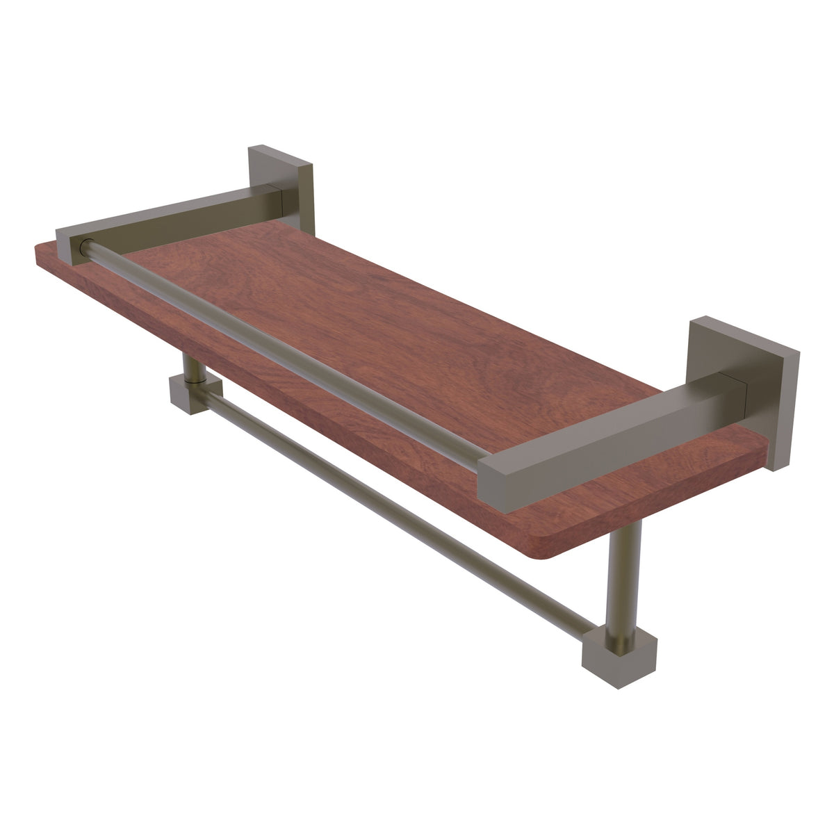 Montero Collection IPE Ironwood Shelf with Gallery Rail and Towel Bar
