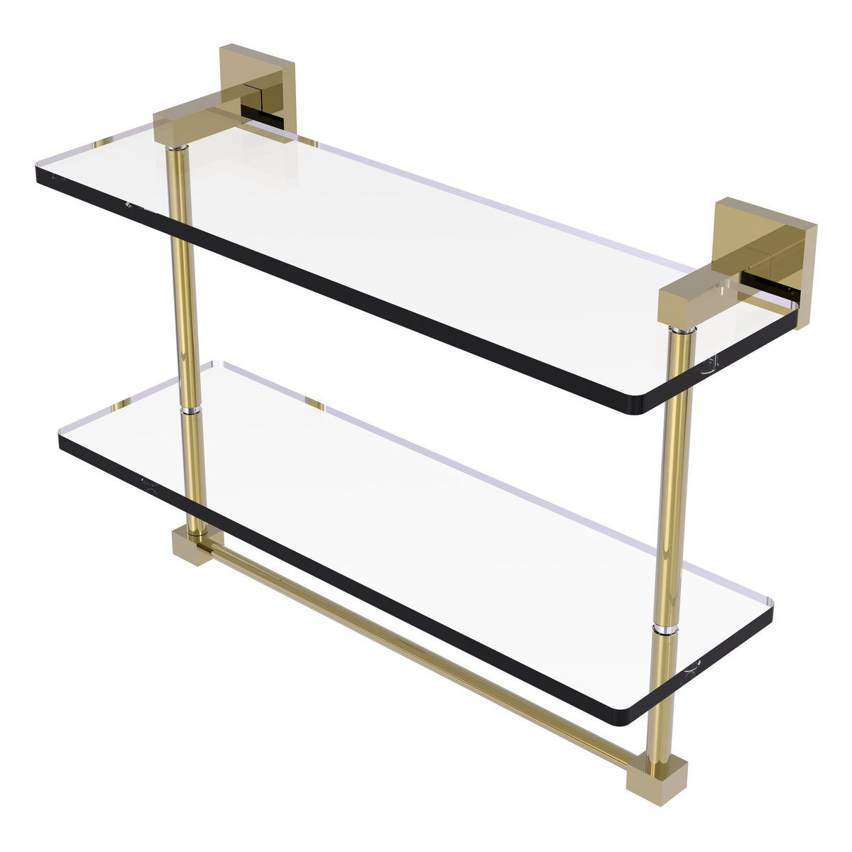Montero Collection Two Tiered Glass Shelf with Integrated Towel Bar