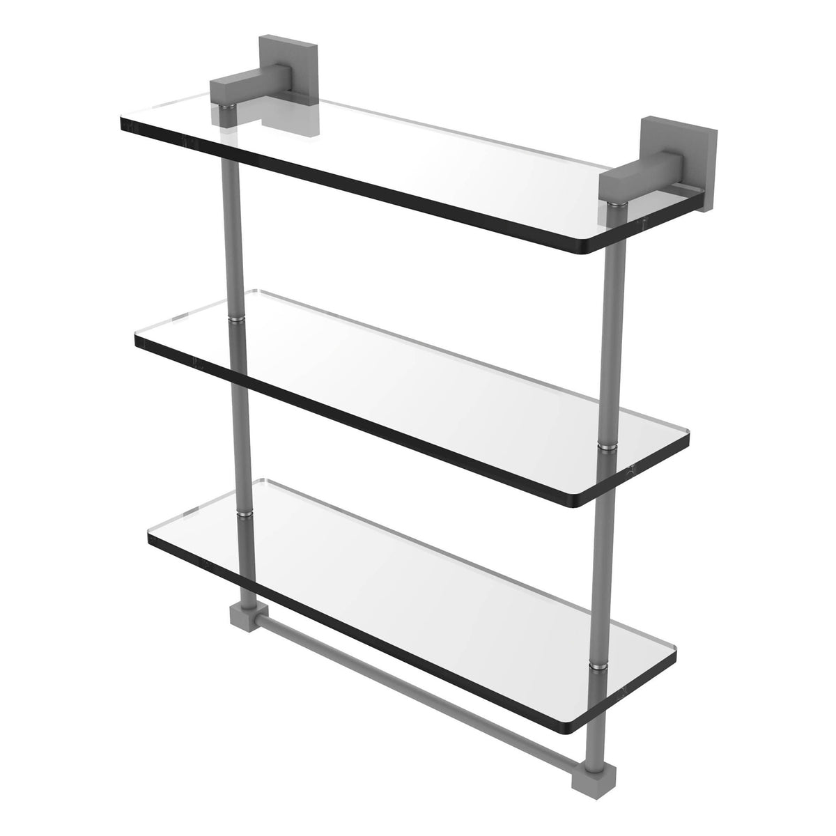 Montero Collection Triple Tiered Glass Shelf with integrated towel bar