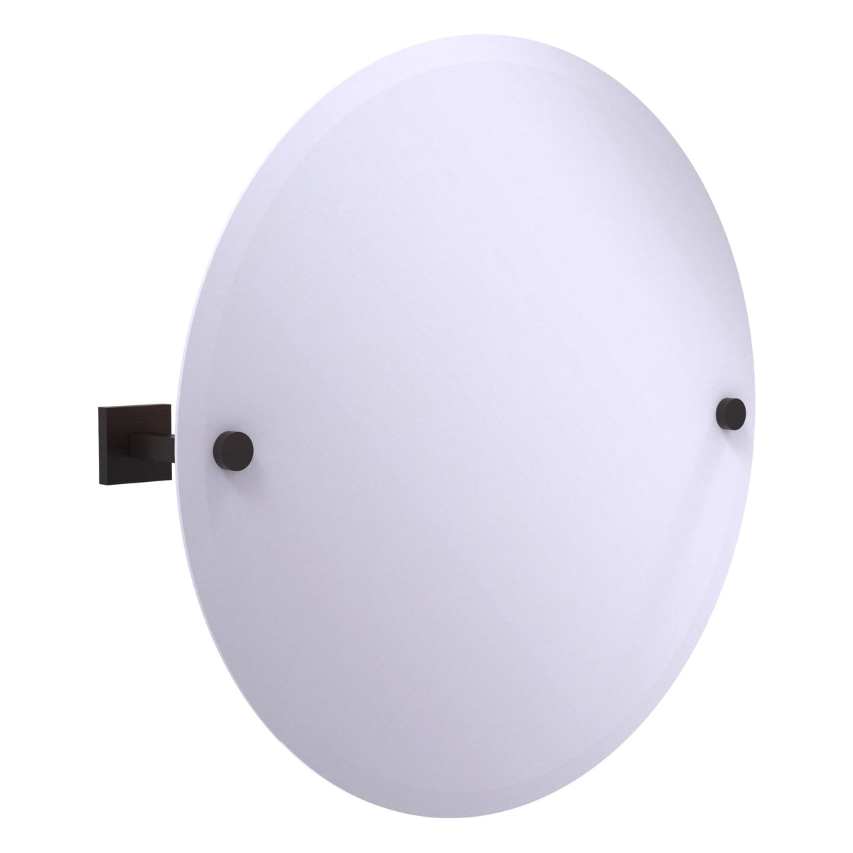 Montero Collection Contemporary Frameless Round Tilt Mirror with Beveled Edge