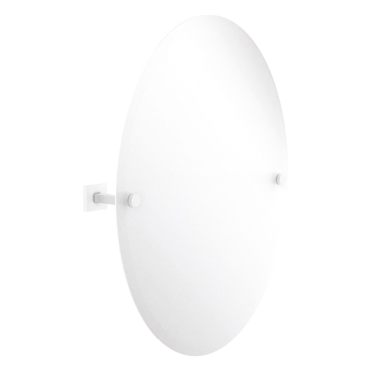 Montero Collection Contemporary Frameless Oval Tilt Mirror with Beveled Edge