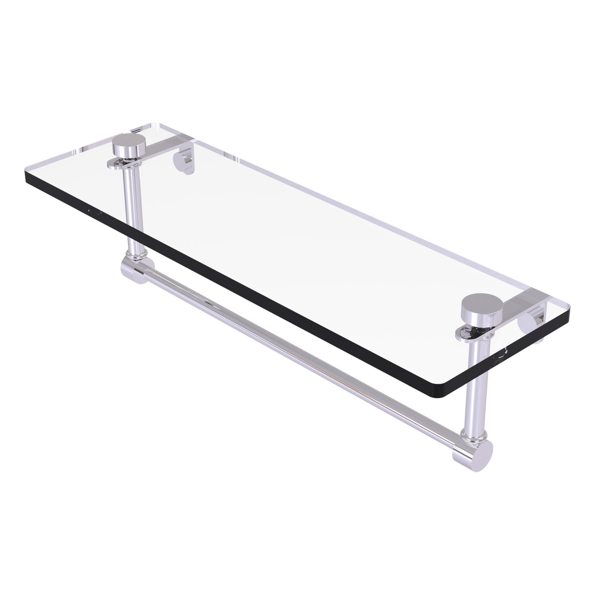 Glass Vanity Shelf with Integrated Towel Bar