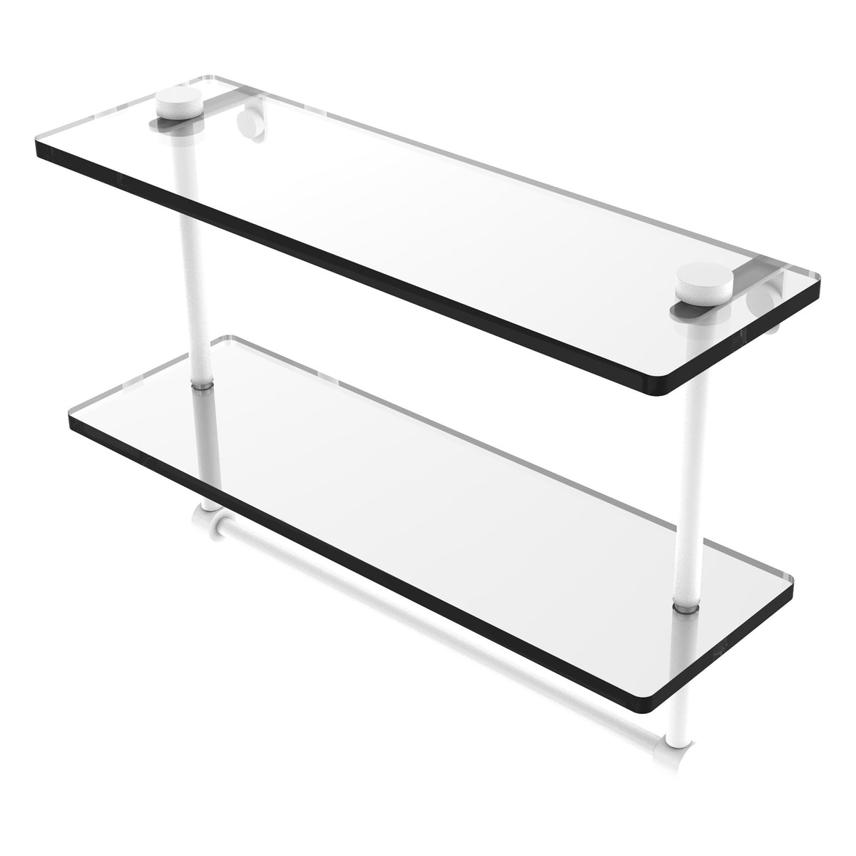 Two Tiered Glass Shelf with Integrated Towel Bar