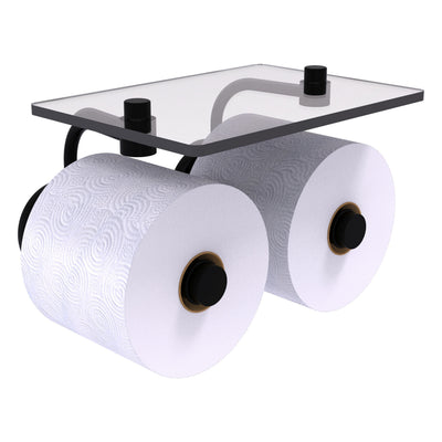 Prestige Skyline Collection 2 Roll Toilet Paper Holder with Glass Shelf