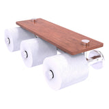 Prestige Skyline Collection Horizontal Reserve 3 Roll Toilet Paper Holder with Wood Shelf