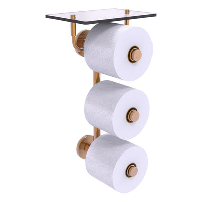 Prestige Skyline Collection 3 Roll Toilet Paper Holder with Glass Shelf