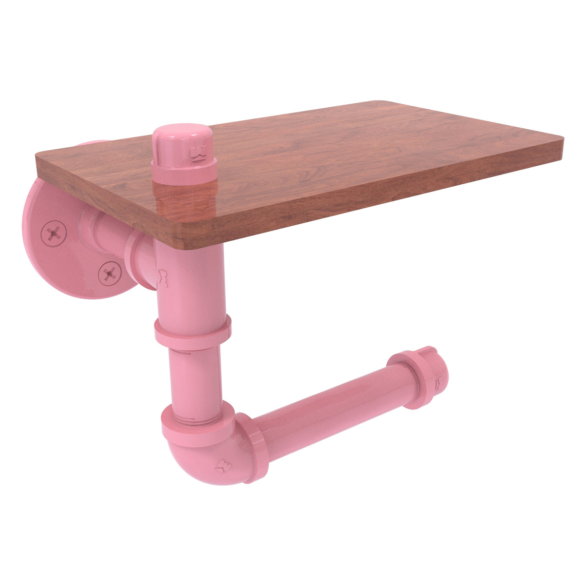 Pipeline Collection Toilet Paper Holder with Wood Shelf