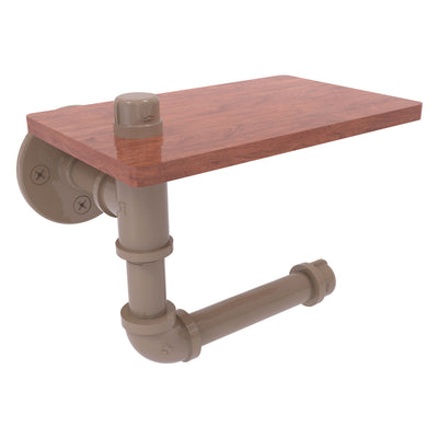 Pipeline Collection Toilet Paper Holder with Wood Shelf