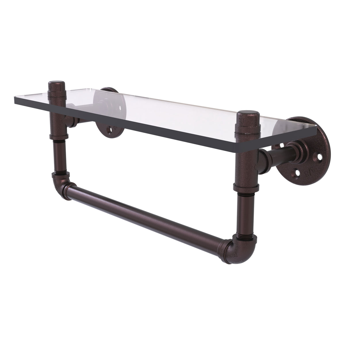 Pipeline Collection Glass Shelf with Towel Bar