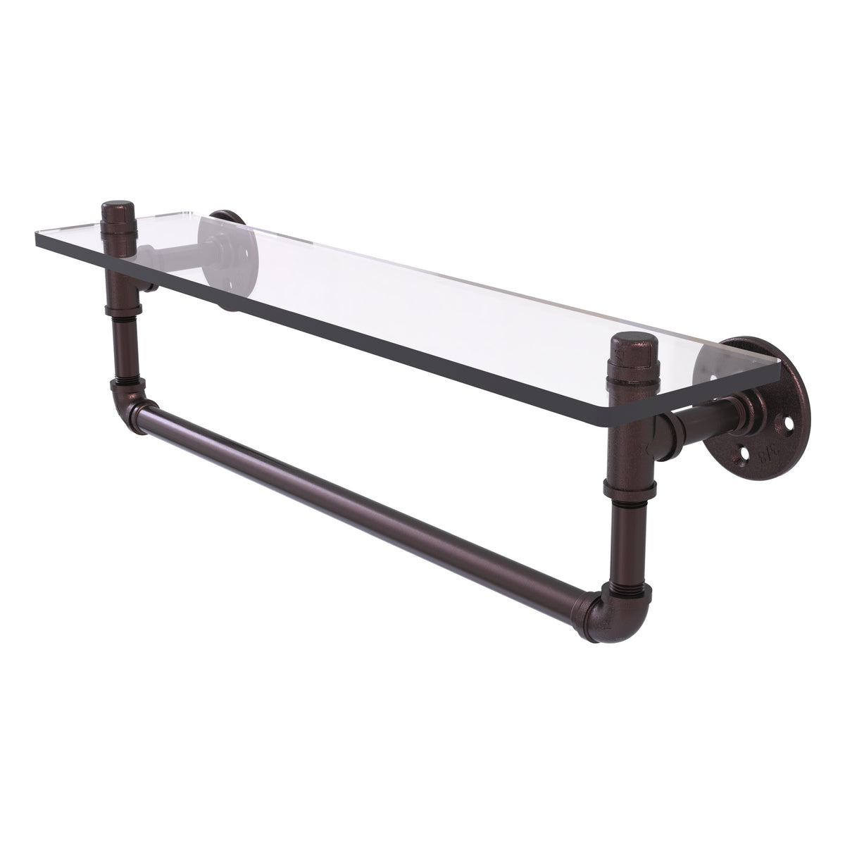 Pipeline Collection Glass Shelf with Towel Bar