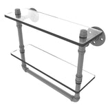Pipeline Collection Double Glass Shelf with Towel Bar