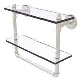 Pipeline Collection Double Glass Shelf with Towel Bar