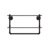 Pipeline Collection Double Glass Shelf with Towel Bar
