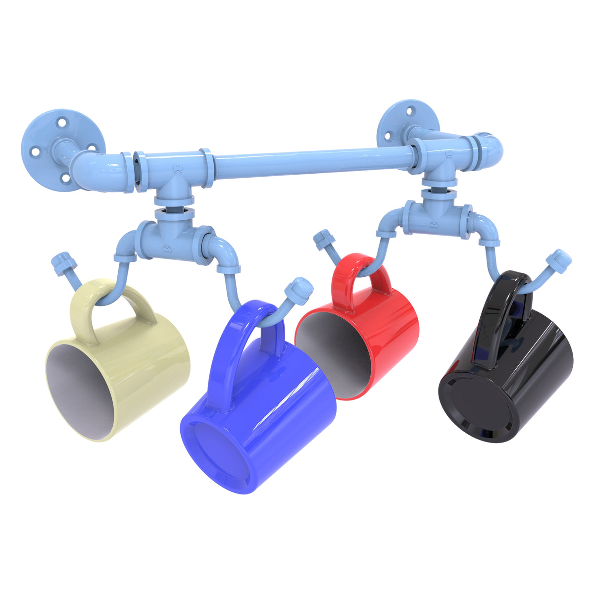 Pipeline Collection Wall Mounted 4 Coffee Mug Rack