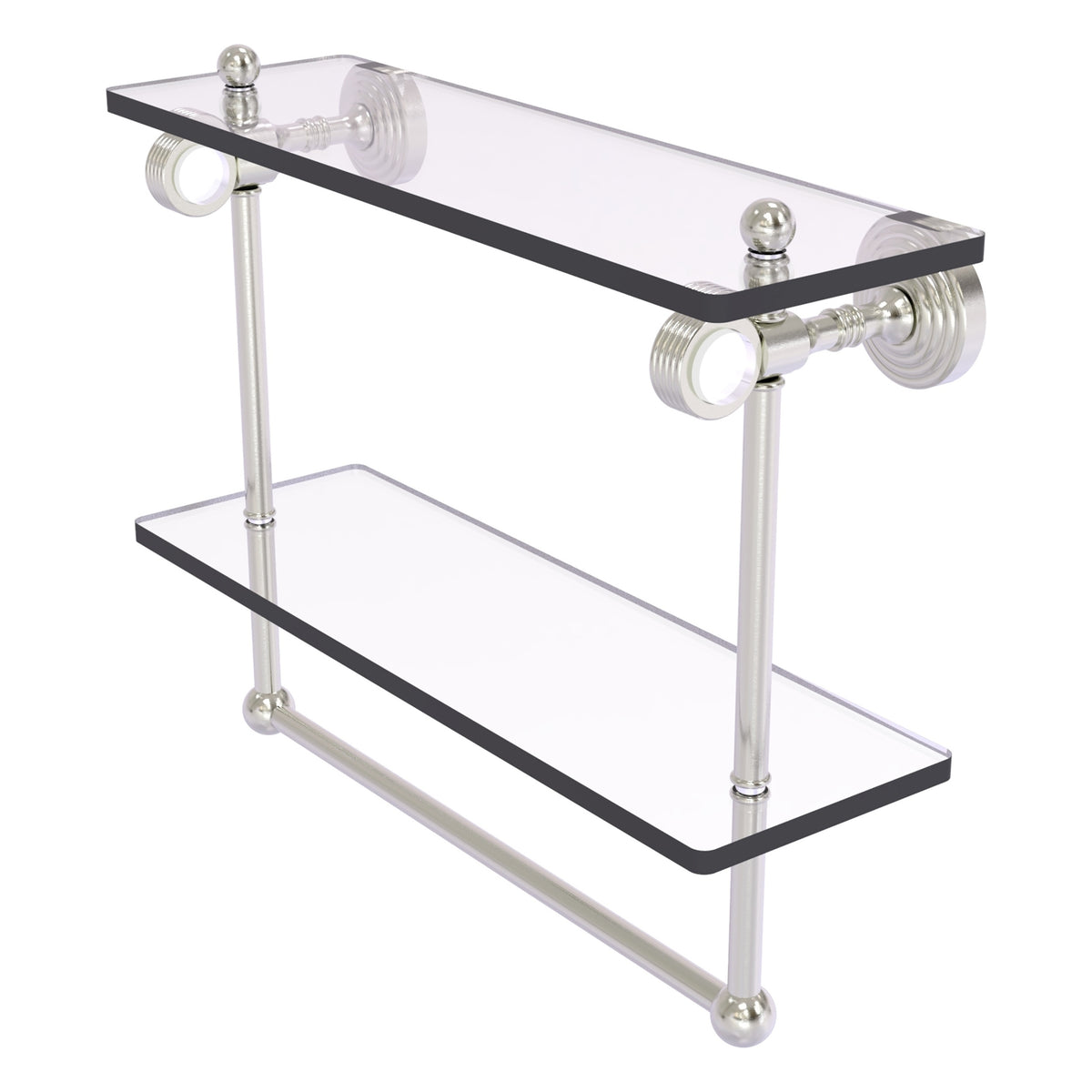 Pacific Grove Collection Double Glass Shelf  with Towel Bar with Grooved Accents