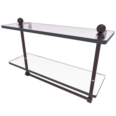 Prestige Regal Collection Two Tiered Glass Shelf with Integrated Towel Bar