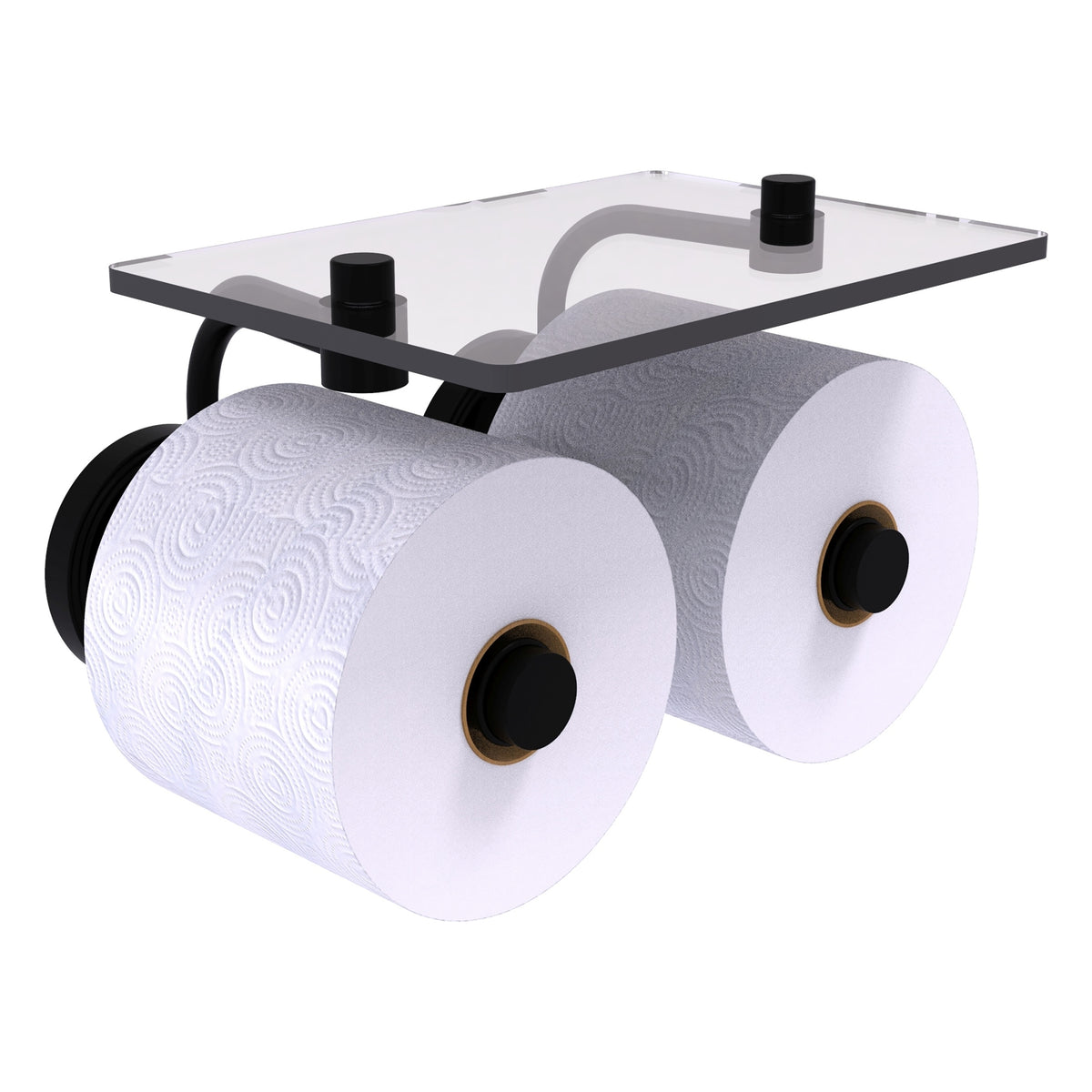 Prestige Regal Collection 2 Roll Toilet Paper Holder with Glass Shelf